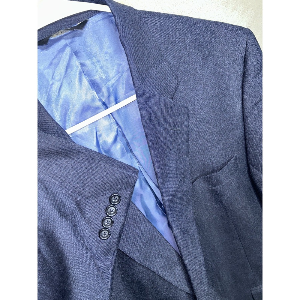 Jos A Bank Sport Coat Mens 44R SV  Linen & Wool Indigo Blue Two Button Blazer